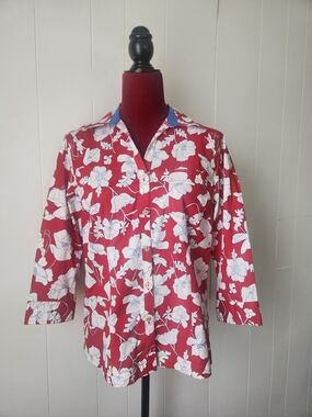 Pappagallo Red Floral Button-Down Shirt